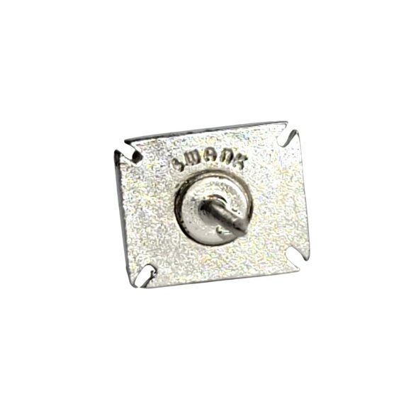 Vintage Swank Silver Tone Tie Tack With Flat Oval Black Stone Tie Pin - Picture 3 of 3